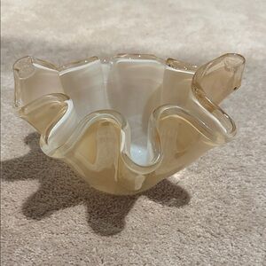 Murano Cream and Gold Glass Bowl